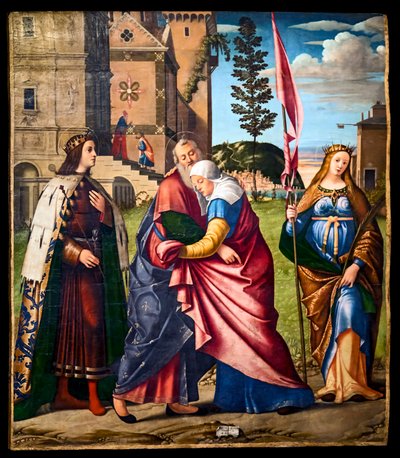Incontro di Gioacchino e Anna con San Luigi IX e Santa Livrade da Vittore Carpaccio